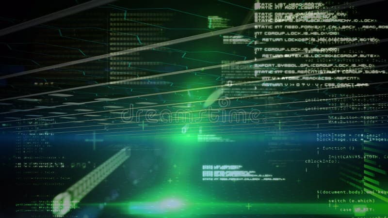 Animation of data processing and binary coding on green background. global data processing and digital interface concept digitally generated video. Binary coding data processing video