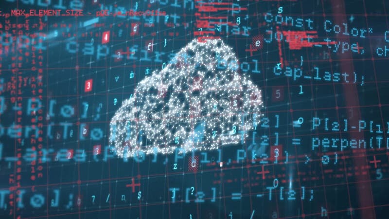 Animation of data processing and binary coding over digital cloud. global cloud computing and data processing concept digitally generated video. Binary coding data processing video