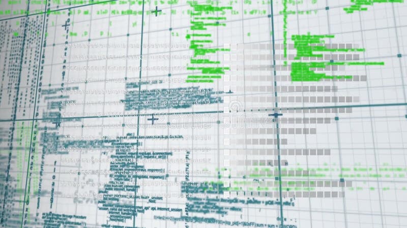 Animation of data processing and binary coding over grid. global computing, digital interface and data processing concept digitally generated video. Binary data processing animation video