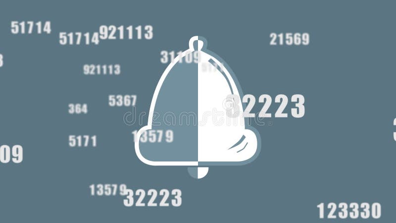 Animation of data processing over bell on grey background stock illustration