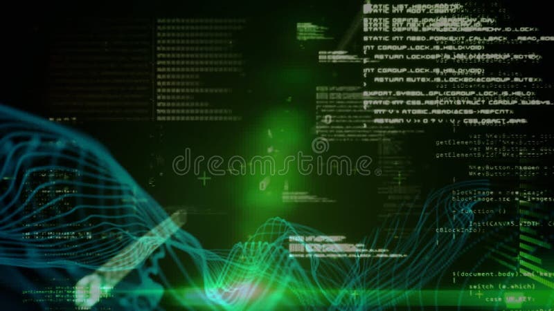 Animation of data processing over binary coding. Global computing and data processing concept digitally generated video. Binary coding data processing video