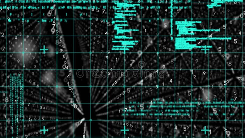 Animation of data processing over binary coding. global computing, data processing and digital interface concept digitally generated video. Binary coding data processing video