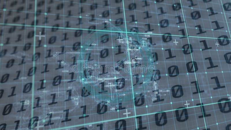 Animation of data processing over binary coding. global digital interface, technology and networking concept digitally generated video. Binary coding data processing video