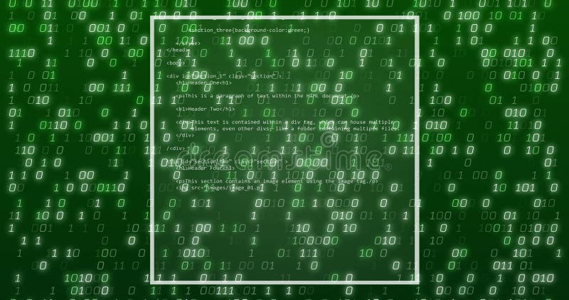 Animation of data processing over binary coding. Technology and digital interface concept digitally generated video. Binary coding data processing video