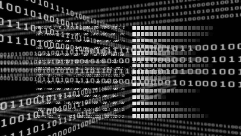 Animation of data processing over binary coding computing. global data processing and digital interface concept digitally generated video. Binary coding data processing video