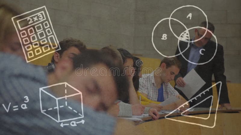 Animation of data processing over media icons stock video footage