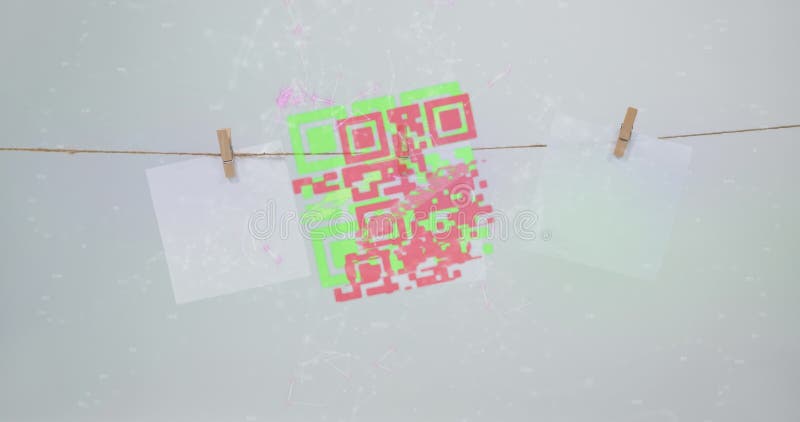Animation of data processing over qr code and notes stock footage