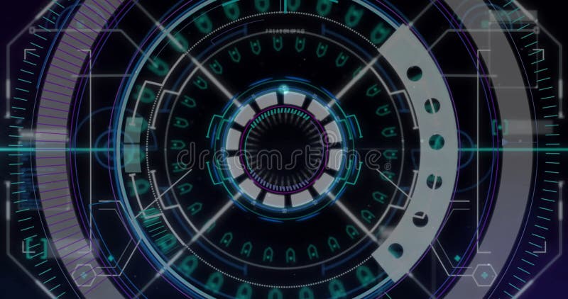 Animation of data processing over scope scanning stock illustration