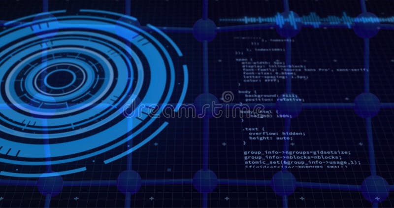 Animation of data processing over scope scanning stock illustration