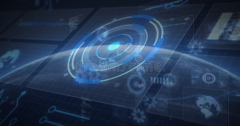 Animation of data processing over scope scanning vector illustration