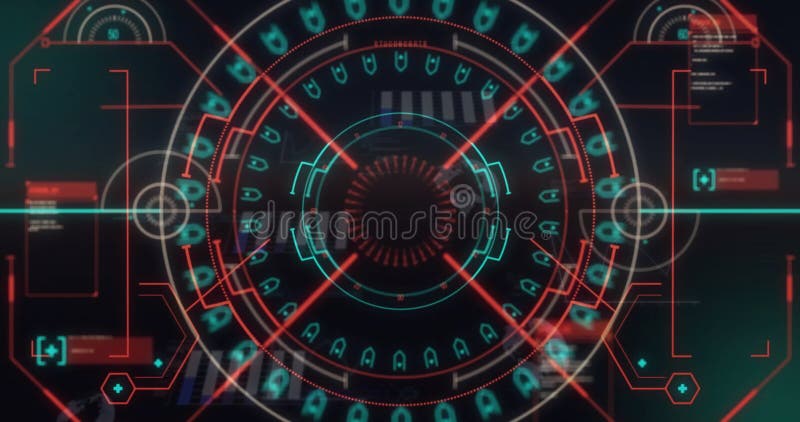 Animation of data processing over scope scanning stock illustration
