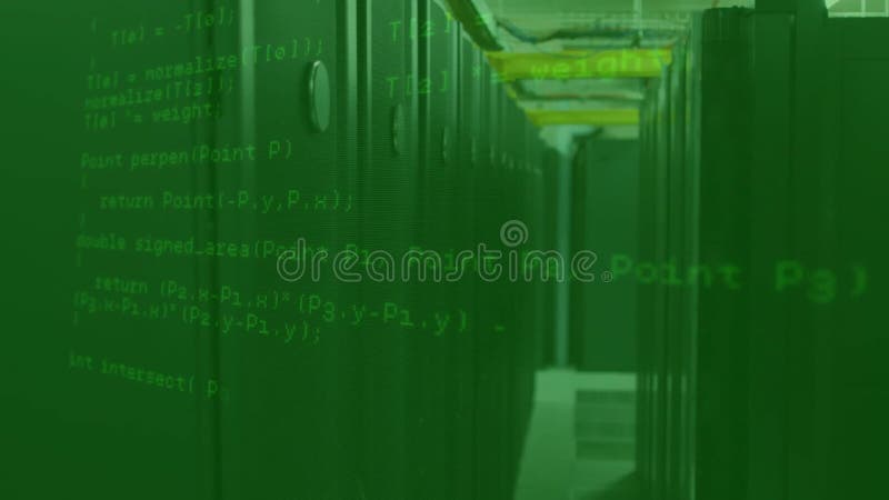 Animation of data processing over server room stock video