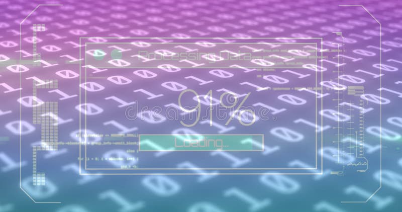 Animation of data processing on screen over binary coding. global communication, digital interface, technology and networking concept digitally generated video. Binary coding data processing video
