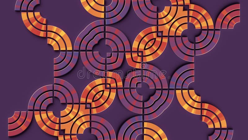 Animation de boucle de rendu 3d d'une série de formes courbes abstraites interdépendantes illustration de vecteur