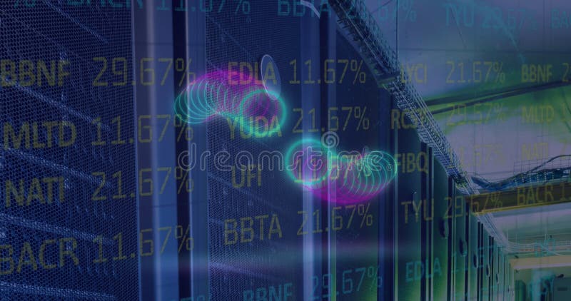 Animation de cercles sur les serveurs et les données financières illustration libre de droits