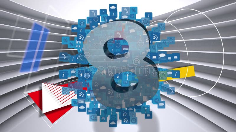 Animation de compte à rebours de dix à cinq sur le réseau de connexions formant un globe et un fluide stri illustration libre de droits