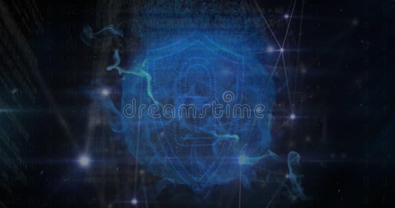 Animation de connexions sur cadenas numérique dans l'espace maritime illustration stock