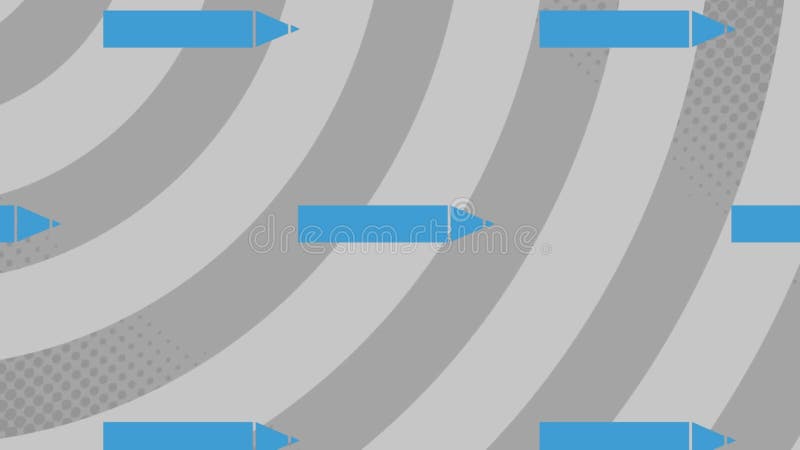 Animation de crayons bleus sur fond gris rayé illustration de vecteur