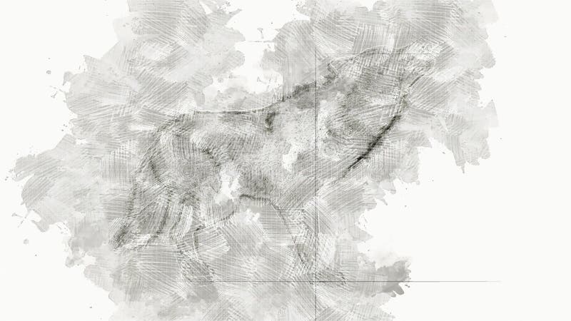 Animation de Digital d'un croquis artistique de loup illustration libre de droits
