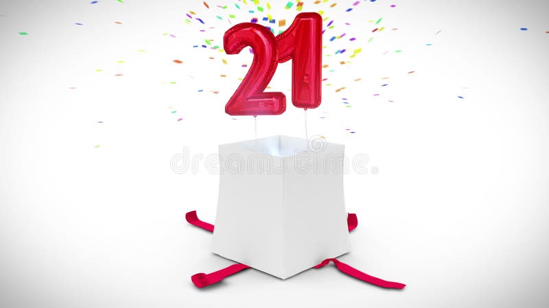 Animation de Digital du numéro de explosion et de indication vingt un de cadeau d'anniversaire illustration stock