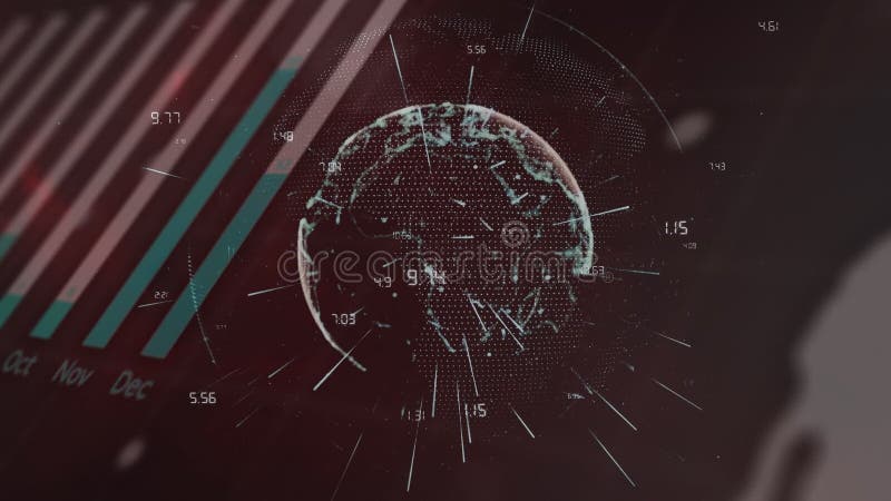 Animation de données financières dans le monde entier dans l'espace noir illustration de vecteur