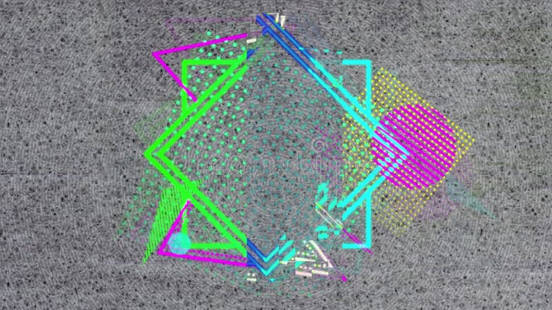 Animation de formes graphiques colorées sur fond de texture de béton gris illustration libre de droits