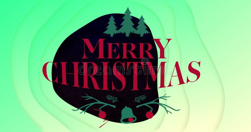 Animation de formes vertes sur le joyeux texte de noël illustration libre de droits