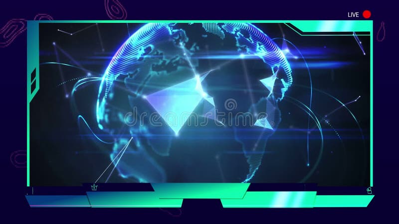 Animation de globe tournant avec le réseau de connexions sur l'écran numérique avec des icônes du registre sur le gl illustration de vecteur
