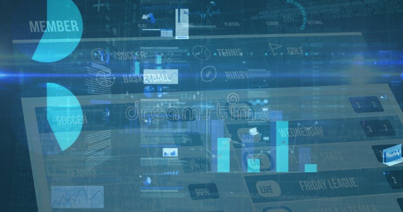 Animation de graphiques multiples se déplaçant sur un site Web illustration stock