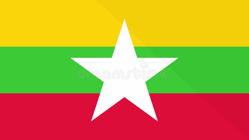 Animation de l'apparition et de la disparition d'un drapeau plat 2D Myanmar illustration stock