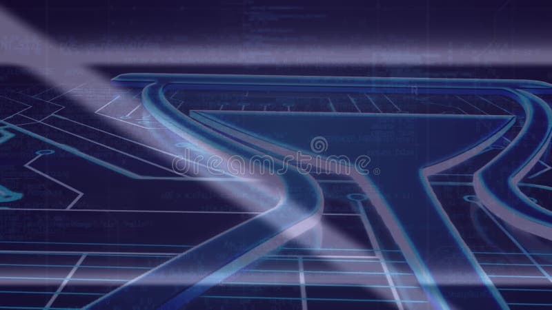 Animation de l'icône en sablier sur la texture et le langage de programmation de la carte illustration stock