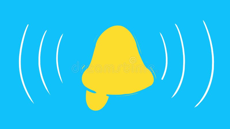 Animation de la cloche de dessin animé des alertes sur la touche chroma bleue. illustration stock
