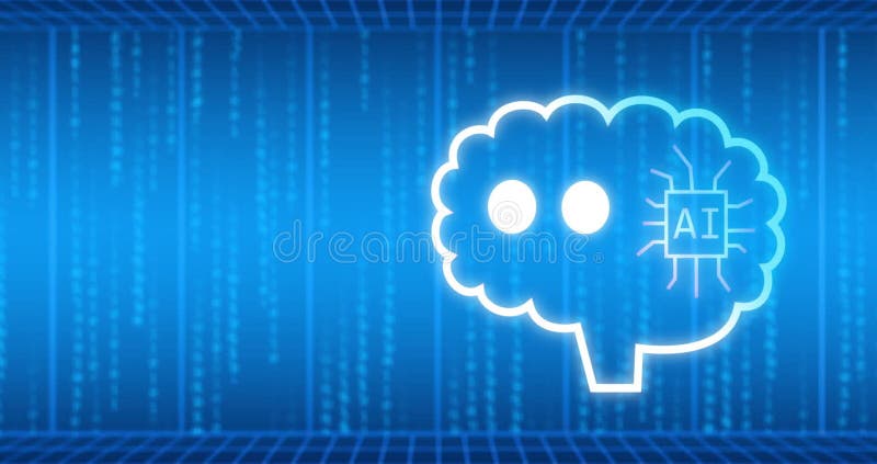 Animation de la conversation ai bot et codage binaire sur bulles de discours sur la carte du monde en bleu illustration libre de droits