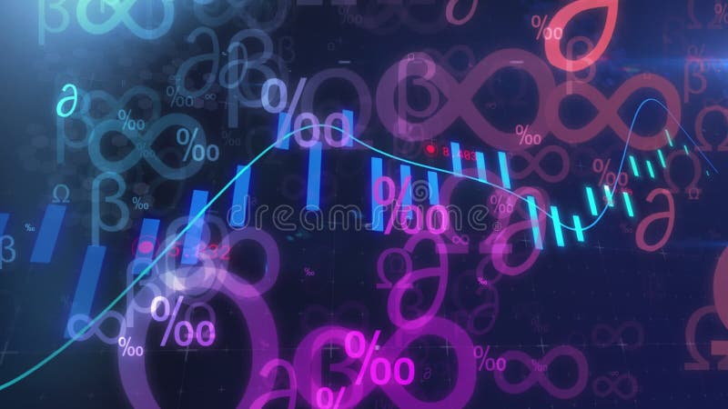 Animation de ligne avec l'informatique financière sur les symboles mathématiques illustration de vecteur