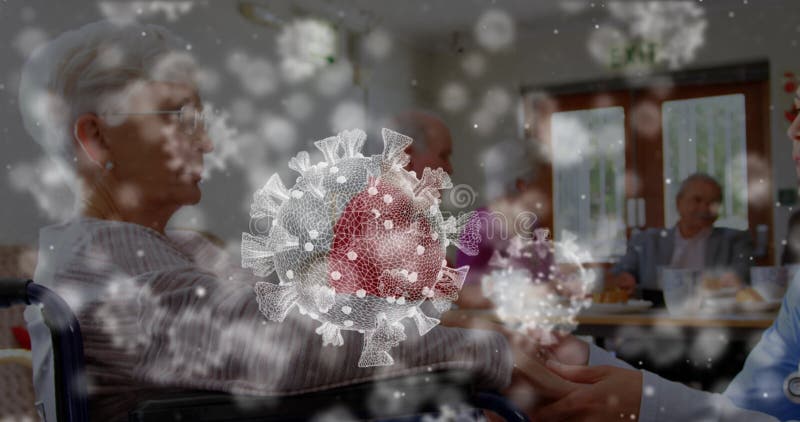 Animation de macro cellules du coronavirus zonage l'homme covid19 caucasiens supérieur et le travailleur médical banque de vidéos