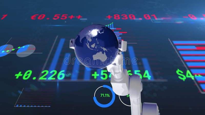 Animation de monde financier de la participation de l'informatique et de robot illustration libre de droits