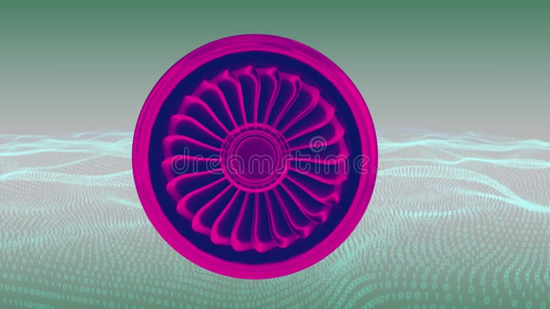 Animation de rotation du moteur rose sur codage binaire illustration libre de droits