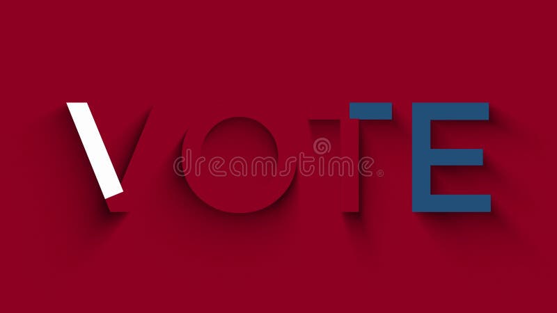 Animation de texte de vote avec la case, concept d'élection des etats-unis, couleurs rouge, blanc, bleu