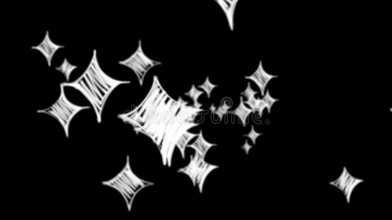 Animation de vol à travers des étoiles de dessin animé sur fond noir. illustration libre de droits