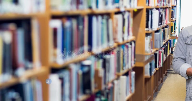 Animation der Begrüßung zurück zur Schule Text über Schüler in der Bibliothek stock video