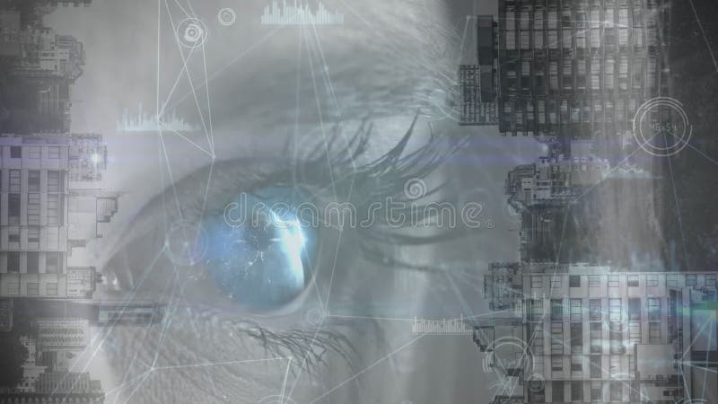 Animation der Datenverarbeitung über das Netzwerk von Verbindungen über Hand stock abbildung