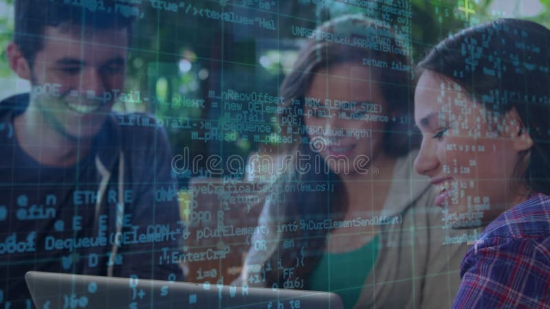 Animation der Datenverarbeitung über die mathematische Animation in Zahnstudenten mit Animation stock video footage
