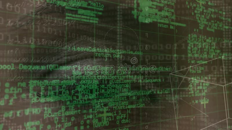Animation der digitalen Datenverarbeitung über dunklen Hintergrund vektor abbildung