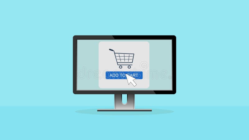 Animation des achats en ligne shopping d'appli sur les achats de commerce électronique du site en ligne et le concept de mise sur