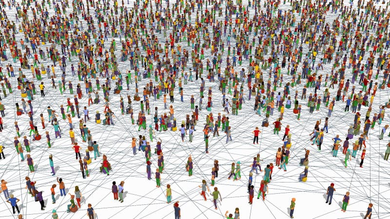 Animation des connexions entre des centaines de personnes illustration de vecteur