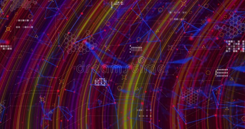 Animation des connexions formes et lumières sur les lumières se déplaçant rapidement illustration de vecteur