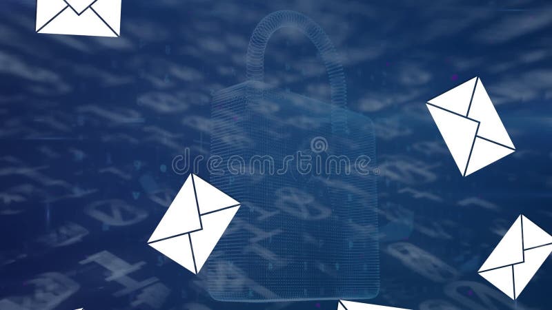 Animation des enveloppes tombant sur le codage binaire illustration libre de droits