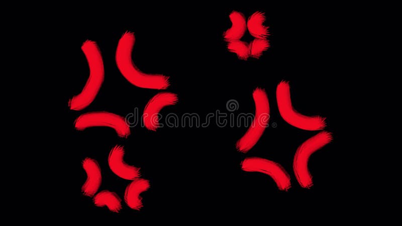 Animation des lignes de dégâts en rouge caricaturale sur un écran noir. illustration libre de droits