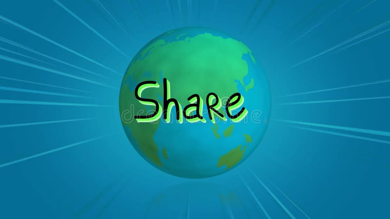 Animation des Netzwerks von Verbindungen mit gemeinsamem Text und Globus auf blauem Hintergrund stock abbildung