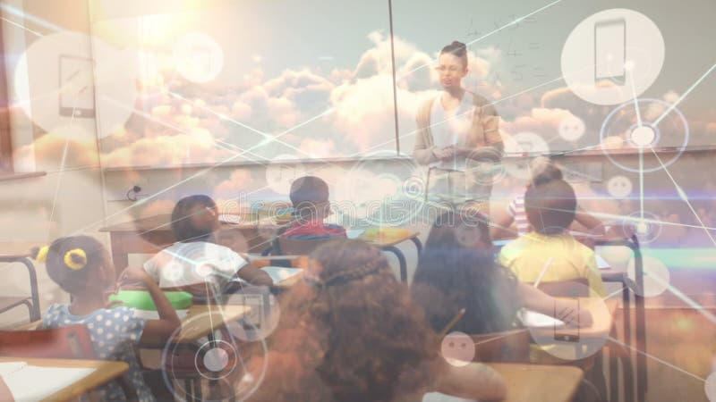 Animation des Netzwerks von Verbindungen zwischen verschiedenen Schülergruppen und Lehrerinnen stock footage